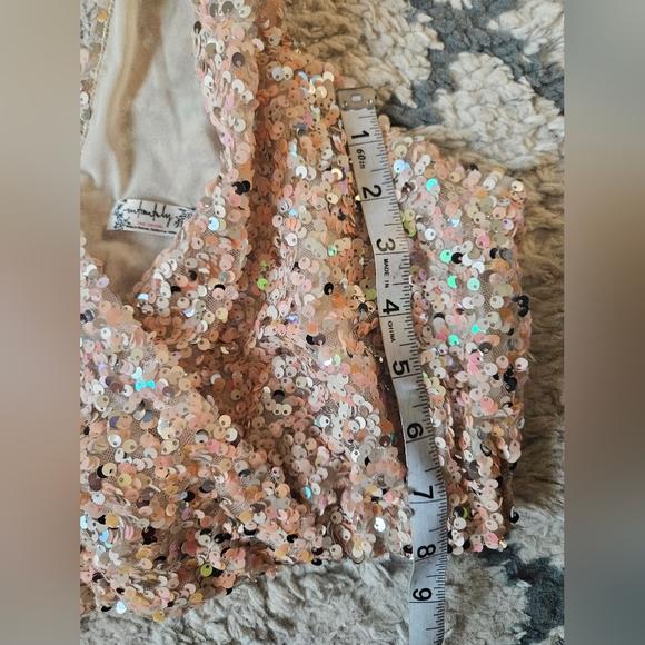 Free People Sequin Big Night Crop Top Small - Picture 5 of 6